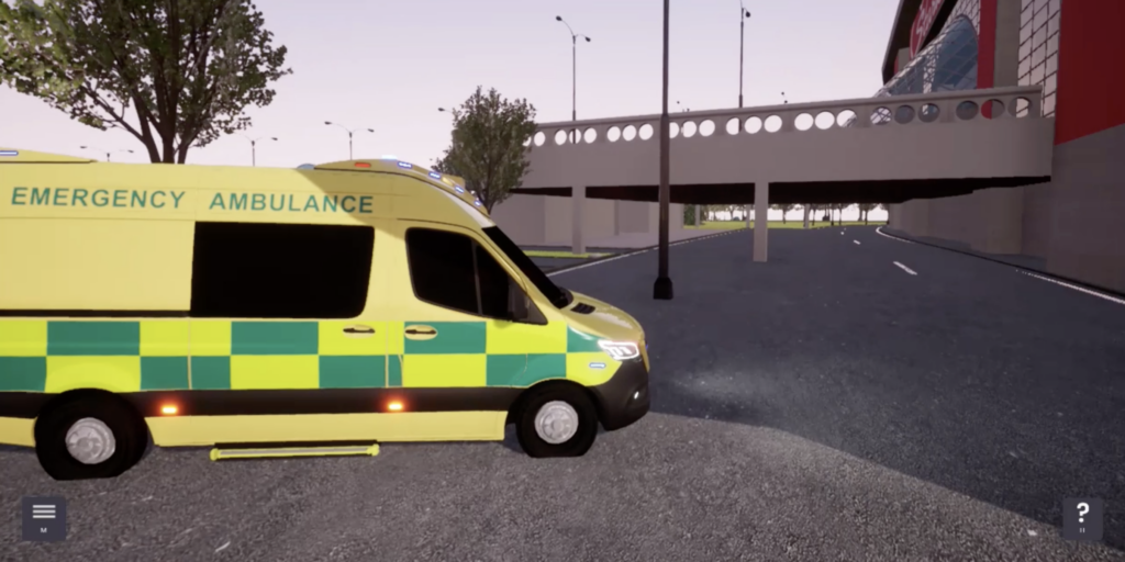 Ambulance outside stadium in Venue Twin